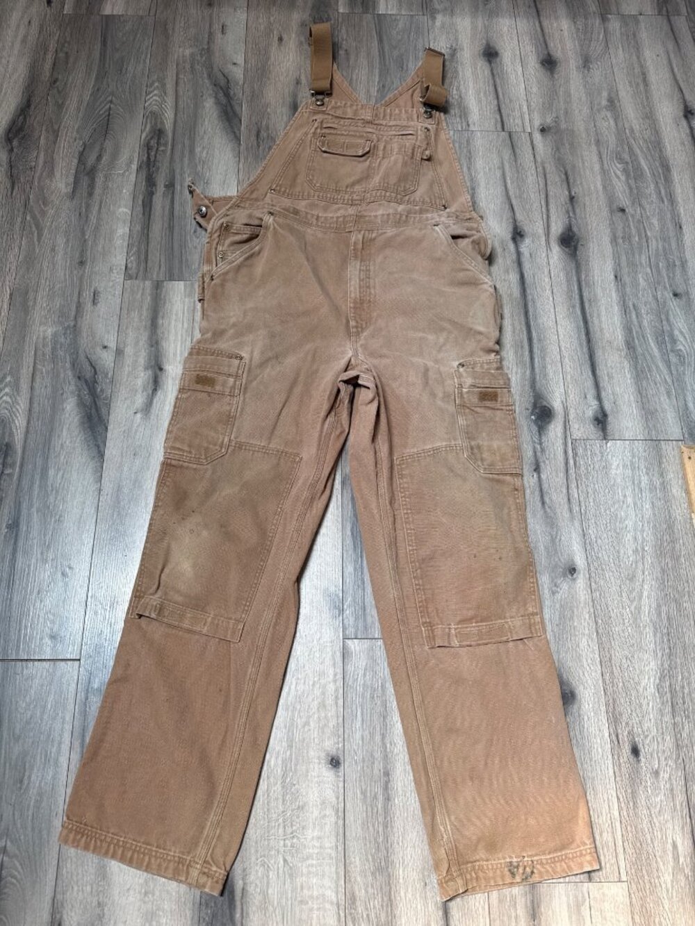 Duluth Trading Co. Fire Hose Double Knee Work Overalls Brown Heavy-Duty Pre-Owne